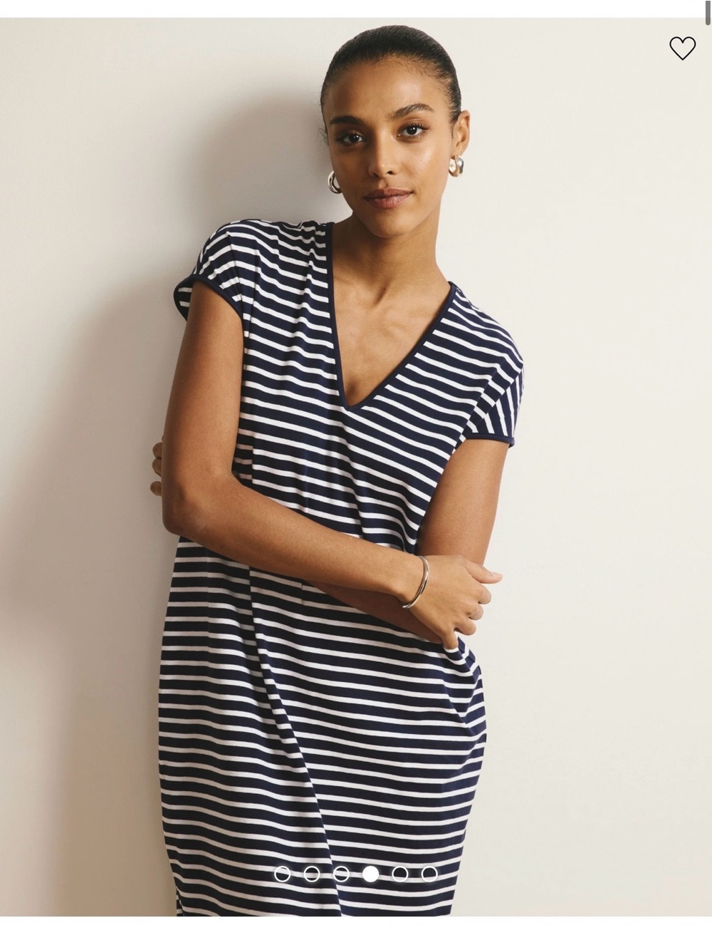 Universal Standard Navy & White Striped V-Neck Midi Dress